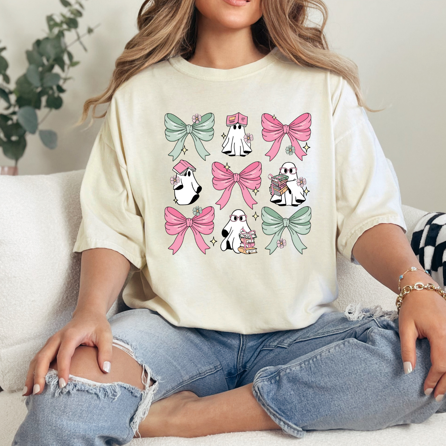 Coquette Ghost Books and Bows (Ivory)