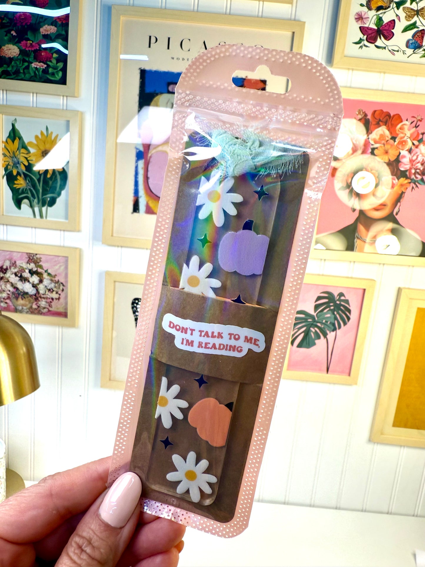 Pumpkin and Daisy Acrylic Bookmark