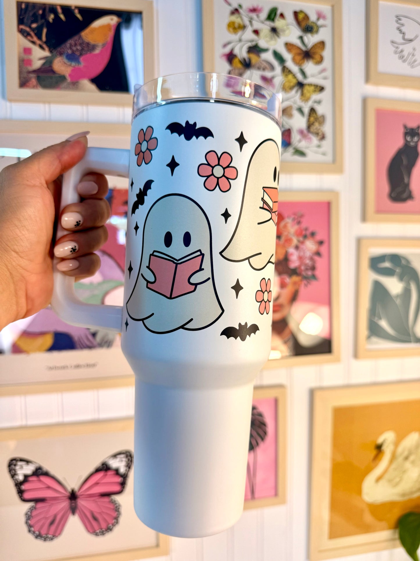 Spooky Cute Reading Ghosts 40 Ounce Tumbler