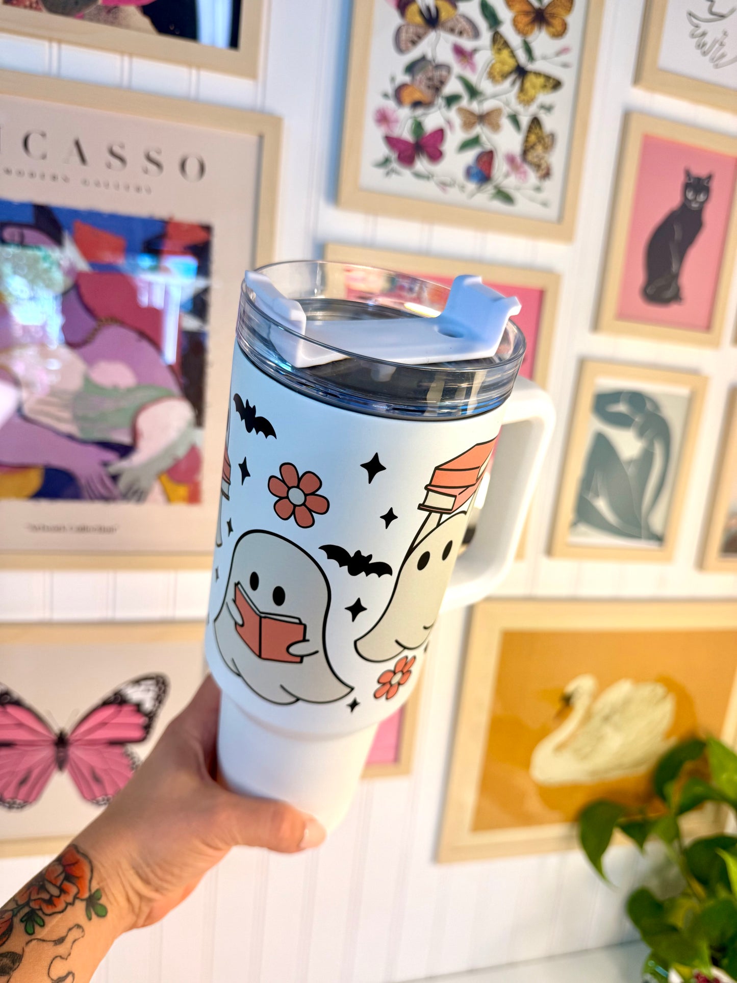 Spooky Cute Reading Ghosts 40 Ounce Tumbler