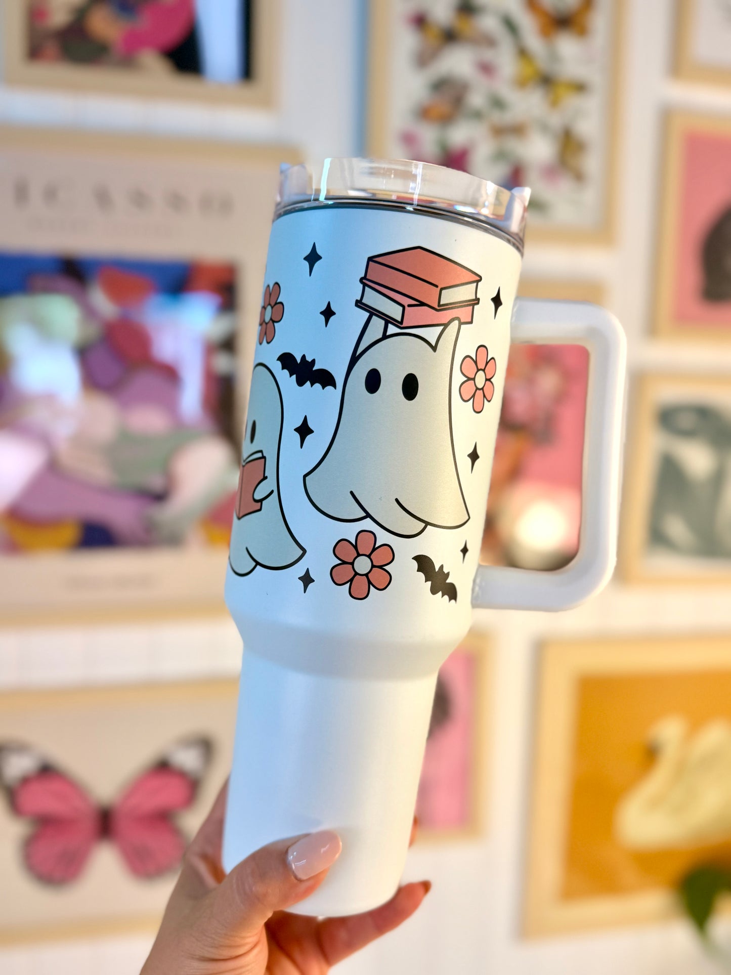 Spooky Cute Reading Ghosts 40 Ounce Tumbler