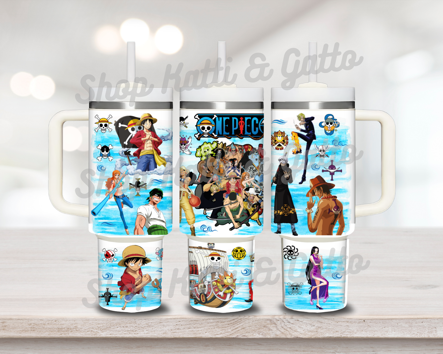 Handmade Custom One Piece ~ Pirates ~ Anime Stanley Dupe 40 Ounce Tumbler
