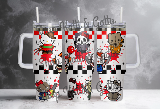 Handmade Custom Halloween Kawaii Hello Kitty Horror Movie 40 Ounce Tumbler