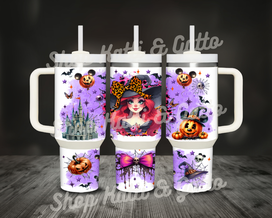 Handmade Custom Mermaid Ariel Mermaid Halloween Stanley Dupe 40 Ounce Tumbler