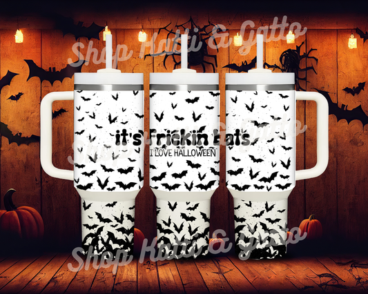 Handmade Custom It's Frickin Bats Halloween 40 Ounce Stanley Dupe Tumbler