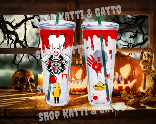 Pennywise Creepy Clown Blood Drip Tumbler