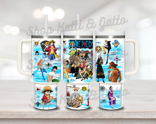 Handmade Custom One Piece ~ Pirates ~ Anime Stanley Dupe 40 Ounce Tumbler