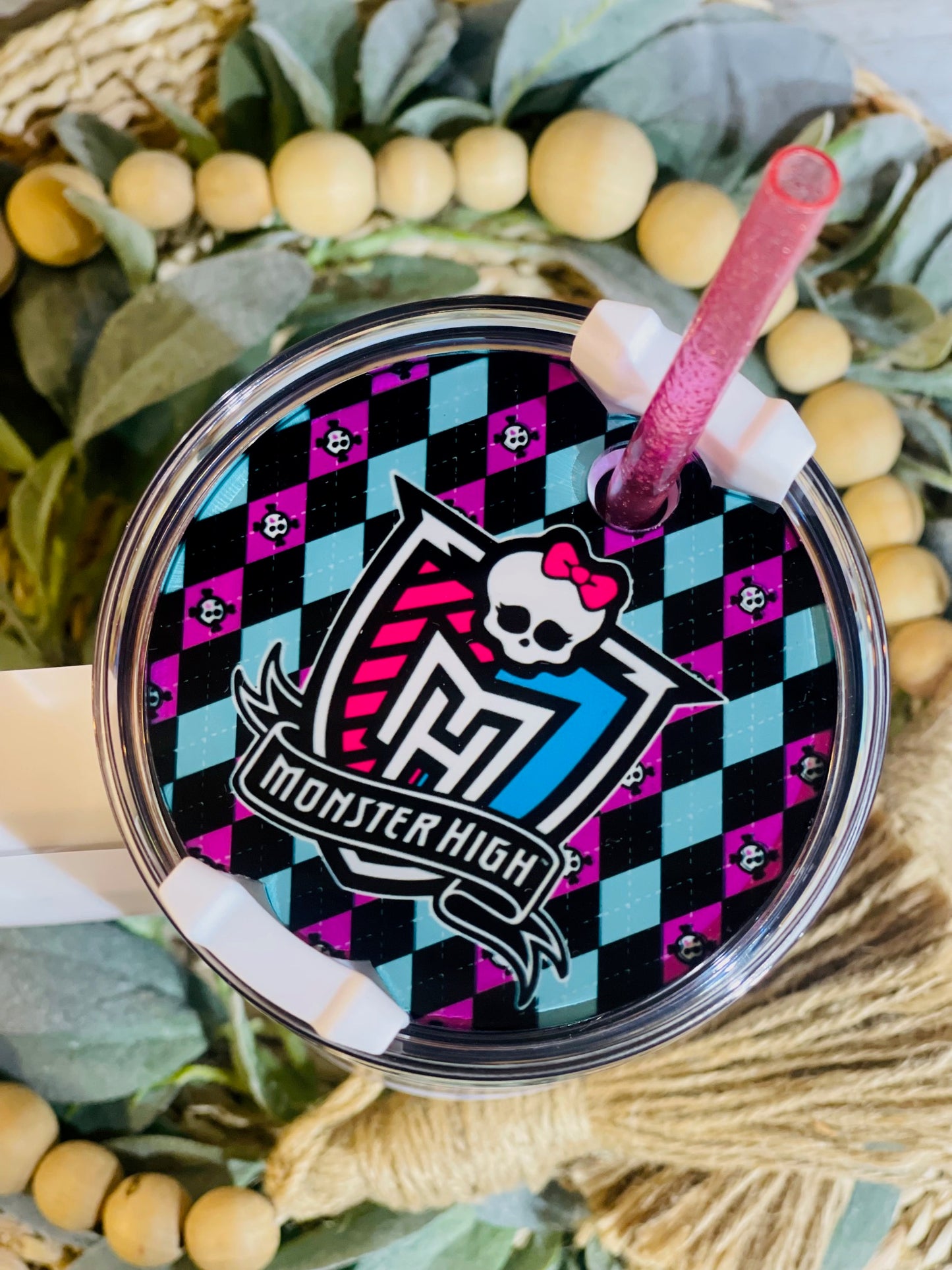 Handmade Stanley Dupe 40 Ounce Tumbler Topper ~ Monster High
